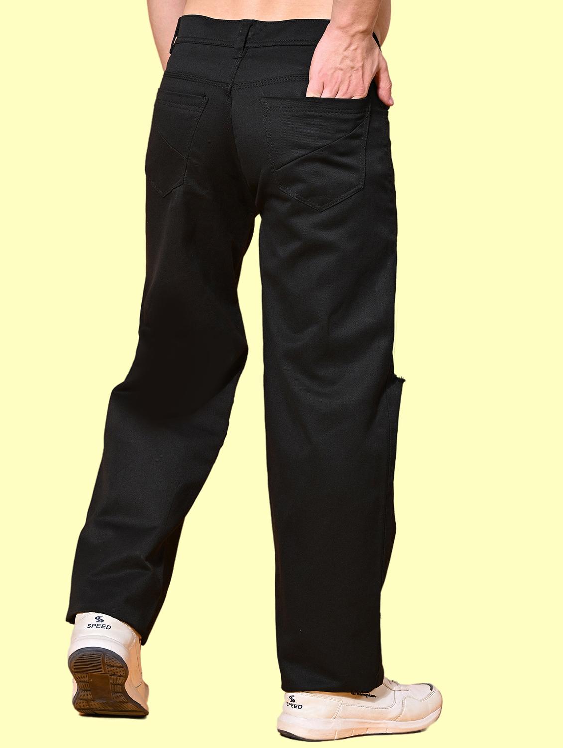 men black slash knee mid rise relaxed fit jeans - 22012396 - Standard Image - 1