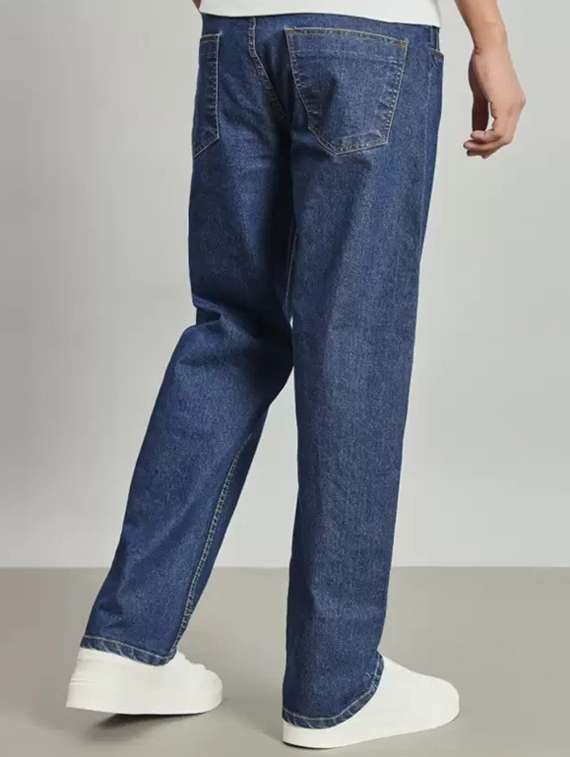 men blue plain mid rise relaxed fit jeans - 22012431 - Standard Image - 1