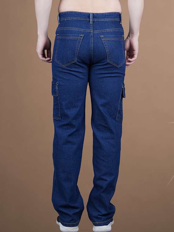 women blue solid mid rise regular fit cargo - 22012440 -  Standard Image - 1