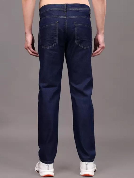 men navy blue plain mid rise relaxed fit jeans - 22012448 -  Standard Image - 1