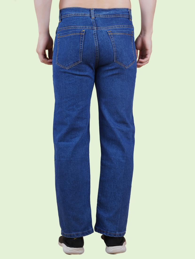 men blue plain mid rise straight fit jeans - 22012505 - Standard Image - 1