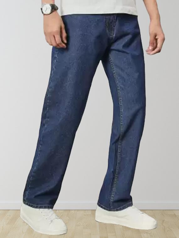 men blue plain mid rise relaxed fit jeans - 22012512 - Standard Image - 1