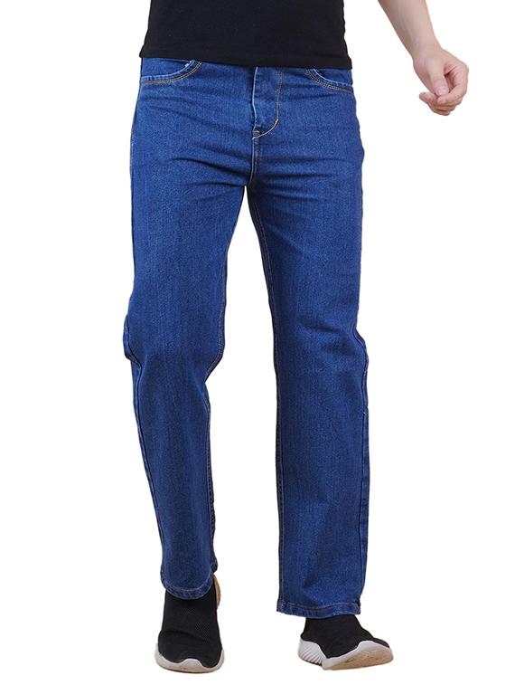 men blue plain mid rise straight fit jeans - 22012517 -  Zoom Image - 0