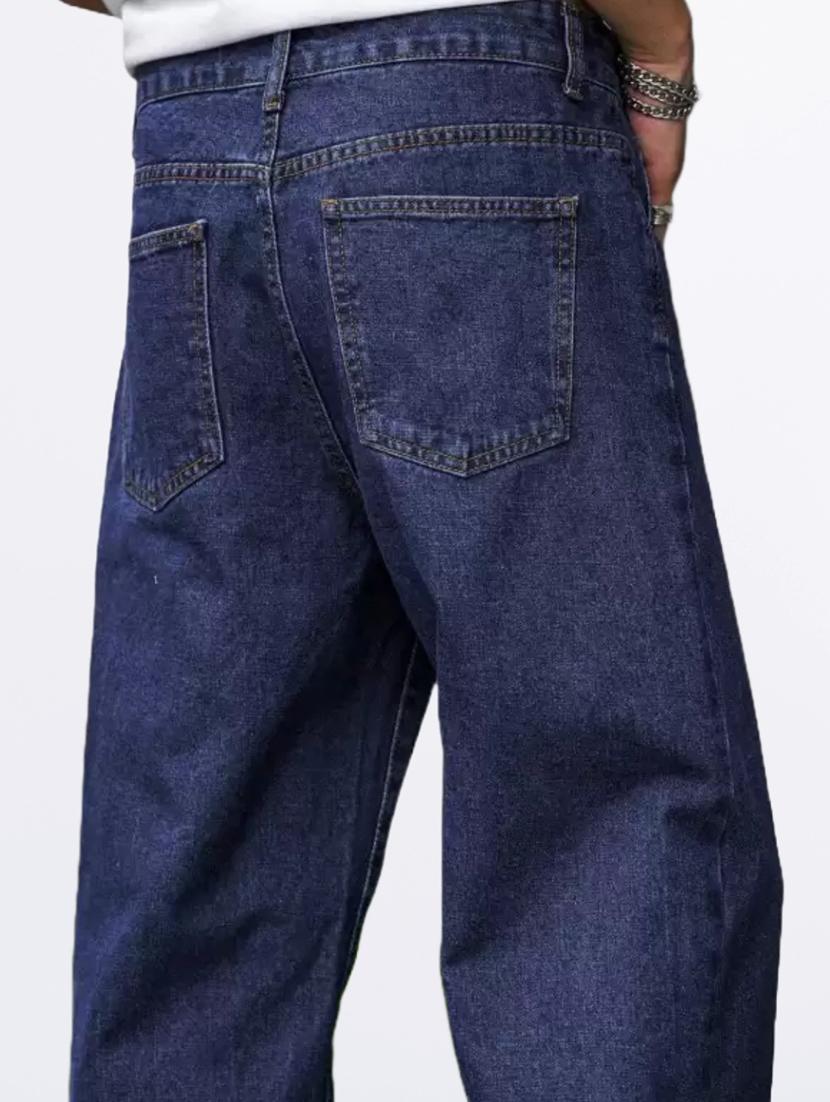men blue plain mid rise baggy jeans - 22012523 - Standard Image - 4