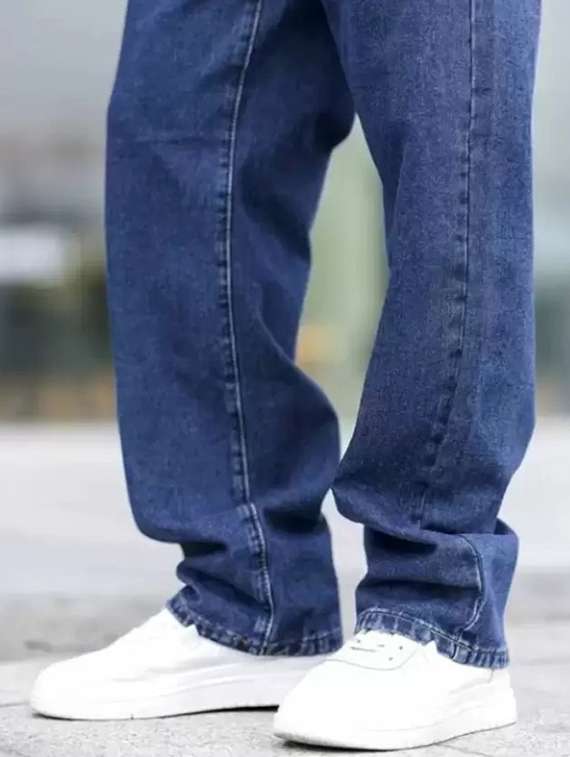 men blue plain mid rise baggy jeans - 22012524 - Standard Image - 4