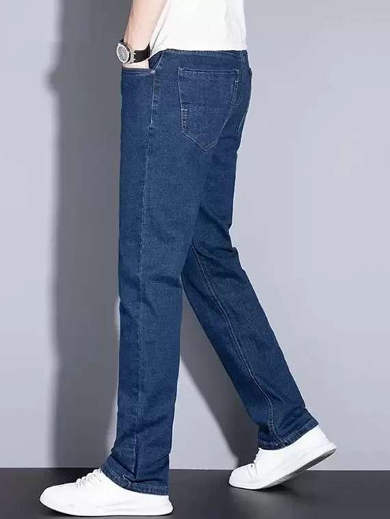 men blue plain mid rise relaxed fit jeans - 22012532 -  Standard Image - 1
