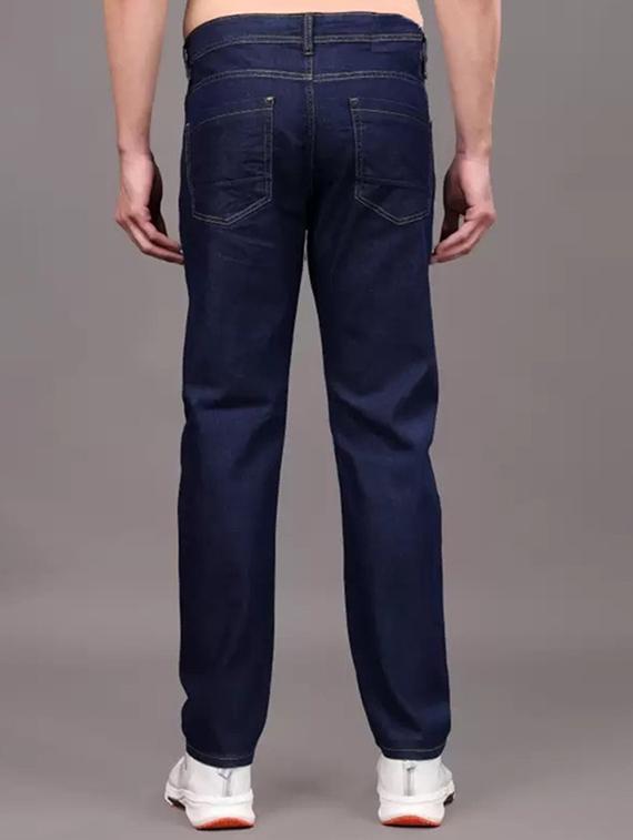 men navy blue plain mid rise straight fit jeans - 22012540 - Standard Image - 1