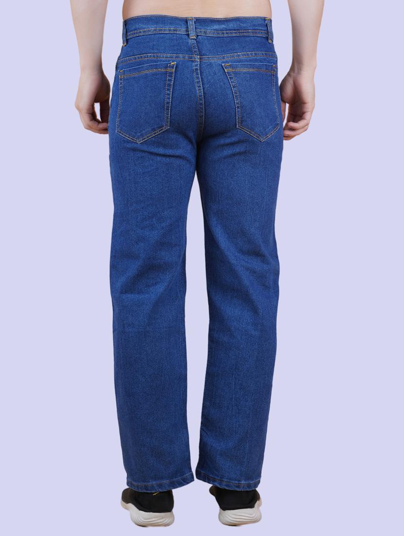 men blue plain mid rise straight fit jeans - 22012545 -  Standard Image - 1