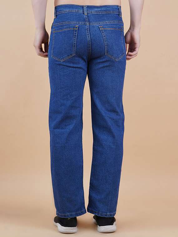 men blue plain mid rise straight fit jeans - 22012545 -  Standard Image - 1