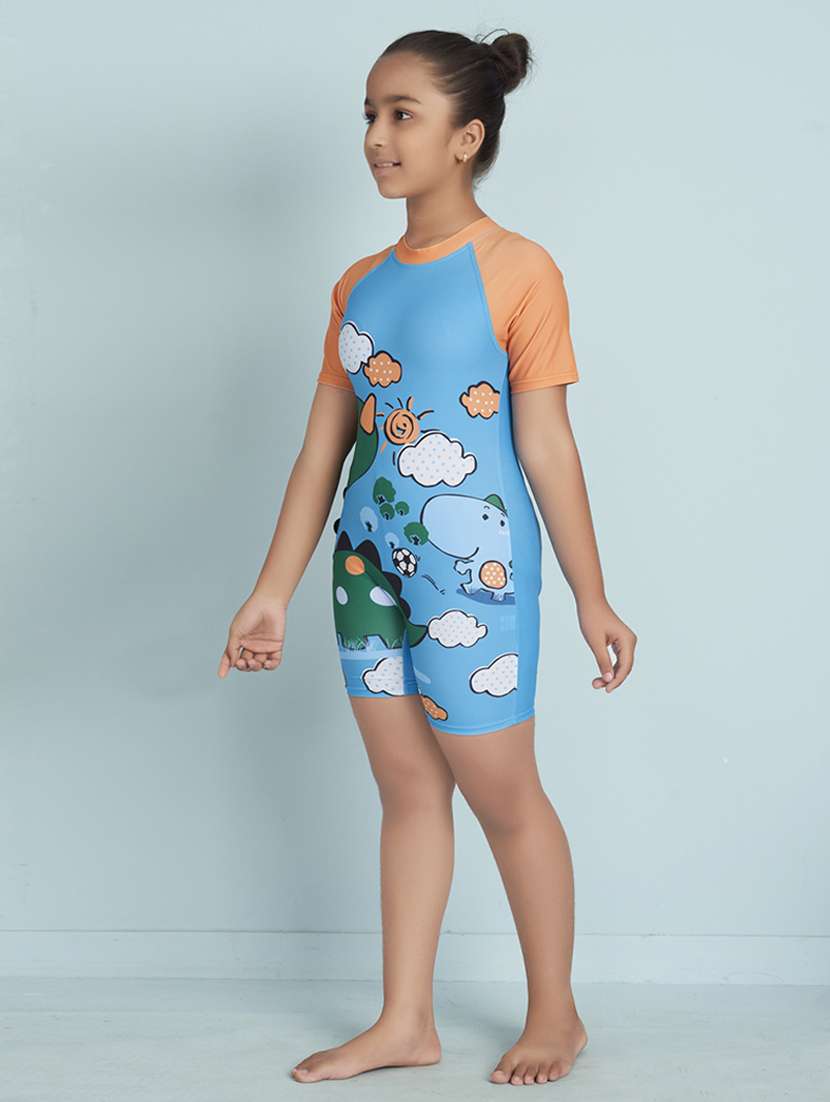girls printed short sleeve swimsuit - 22012547 -  Standard Image - 1