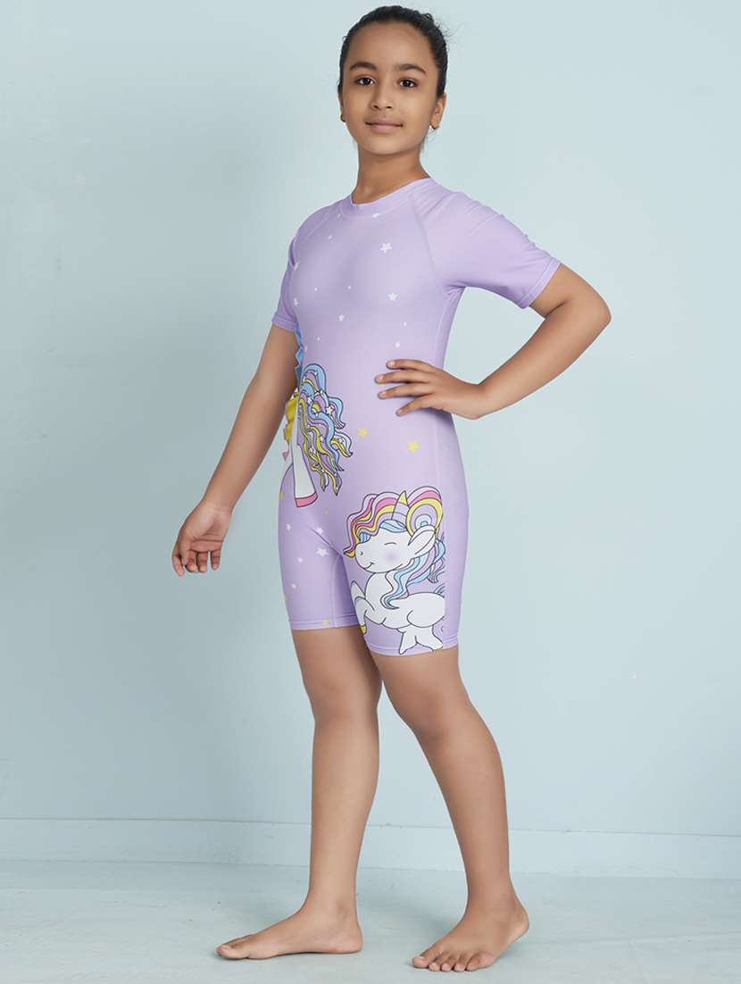 girls printed short sleeve swimsuit with swimming glasses - 22012562 -  Standard Image - 1