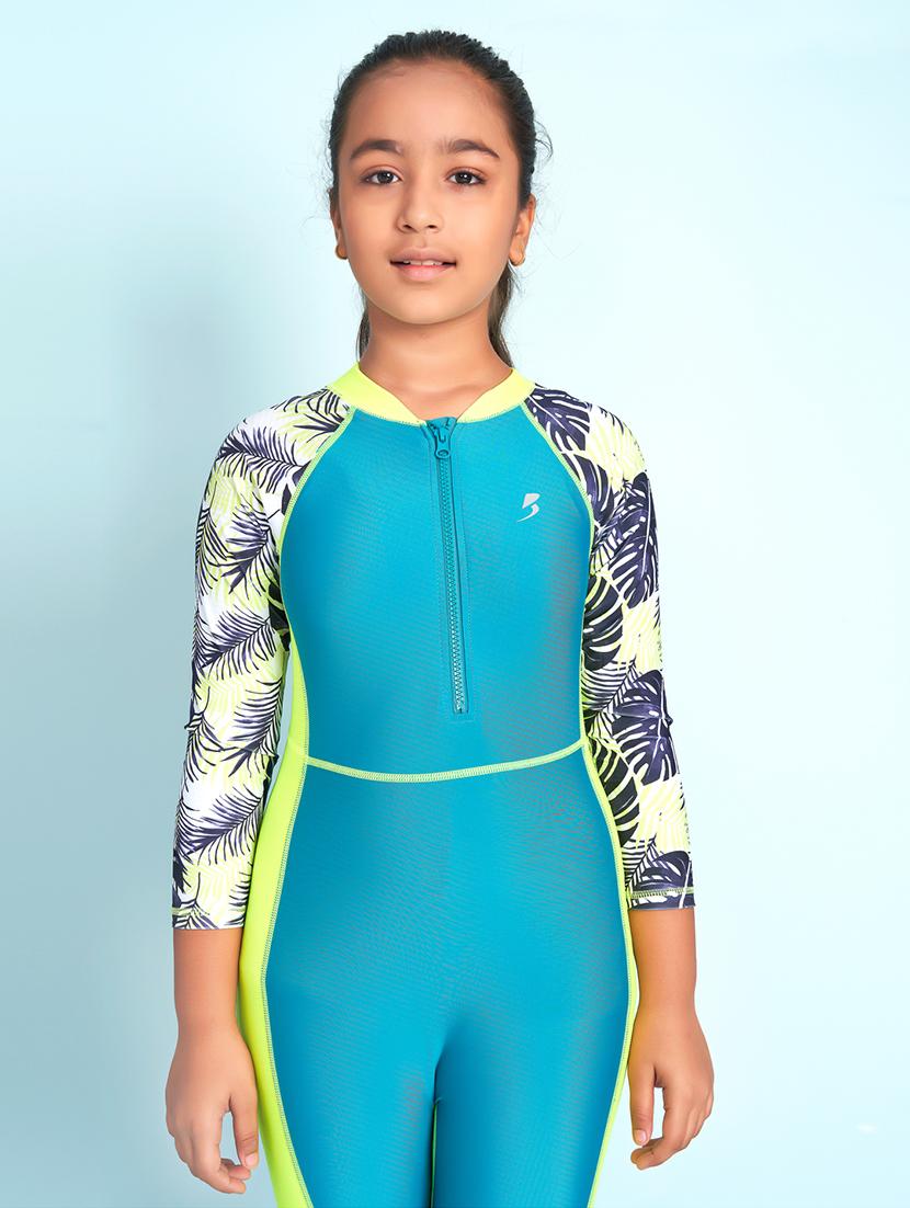 girls printed long sleeve swimsuit - 22012563 -  Standard Image - 1