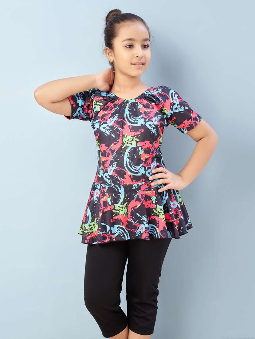 girls printed sports wear functional swimsuit - 22012581 -  Standard Image - 1