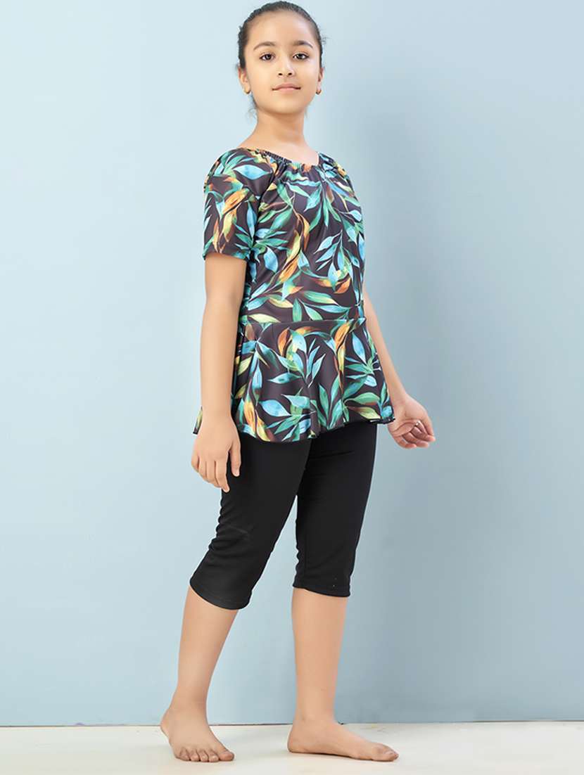 girls printed sports wear functional swimsuit - 22012582 -  Standard Image - 1