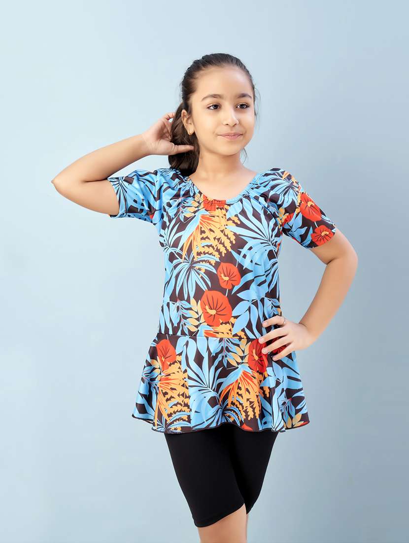 girls printed sports wear functional swimsuit - 22012584 -  Standard Image - 1