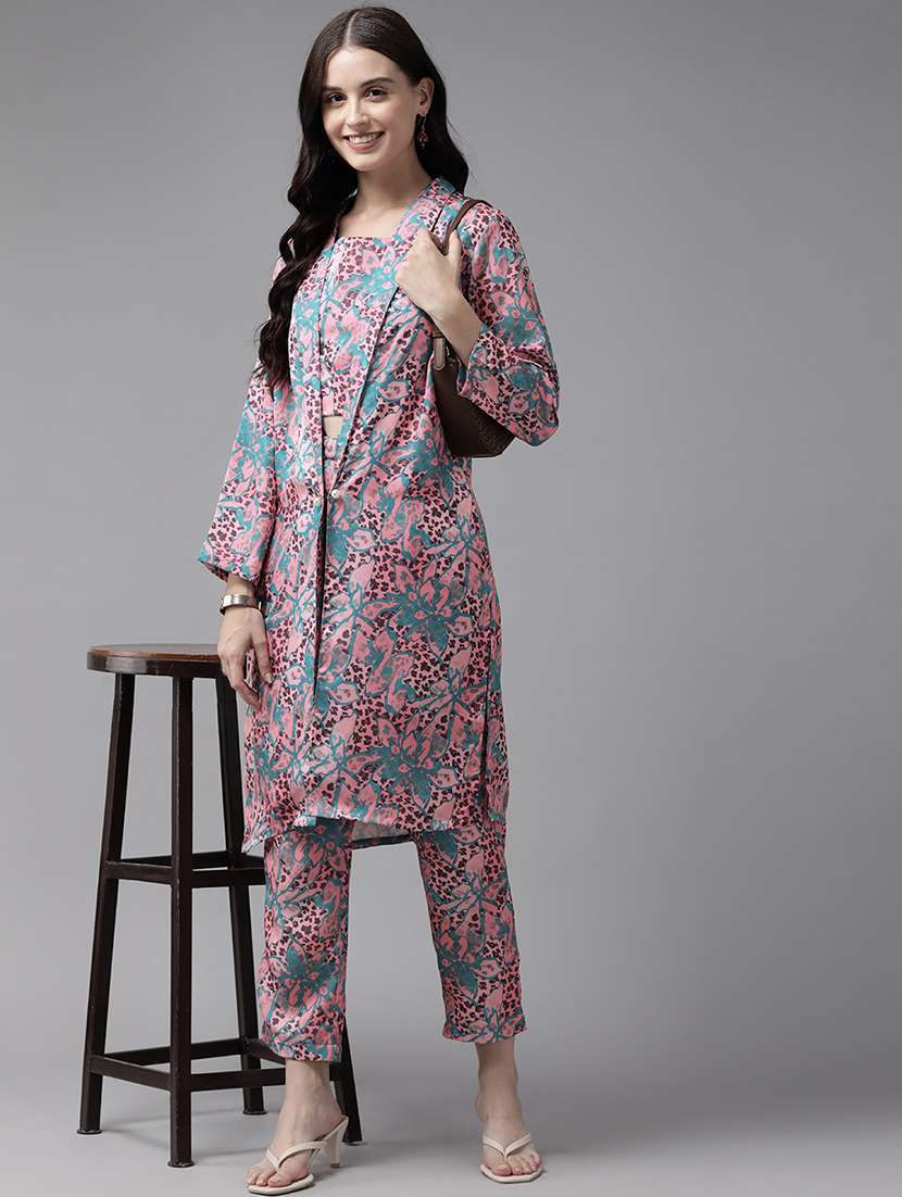 women printed top and trouser with shrug co-ord set - 22012614 -  Standard Image - 1