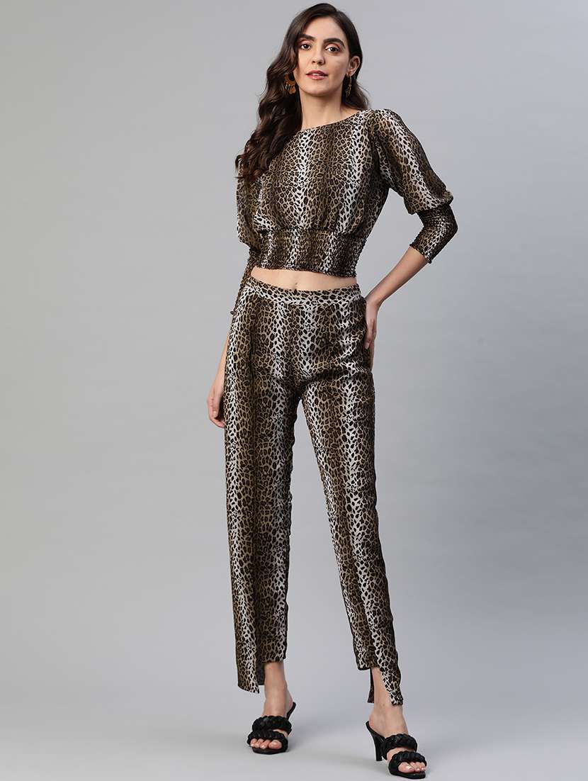 women animal print top and trouser co-ord set - 22012615 -  Standard Image - 1