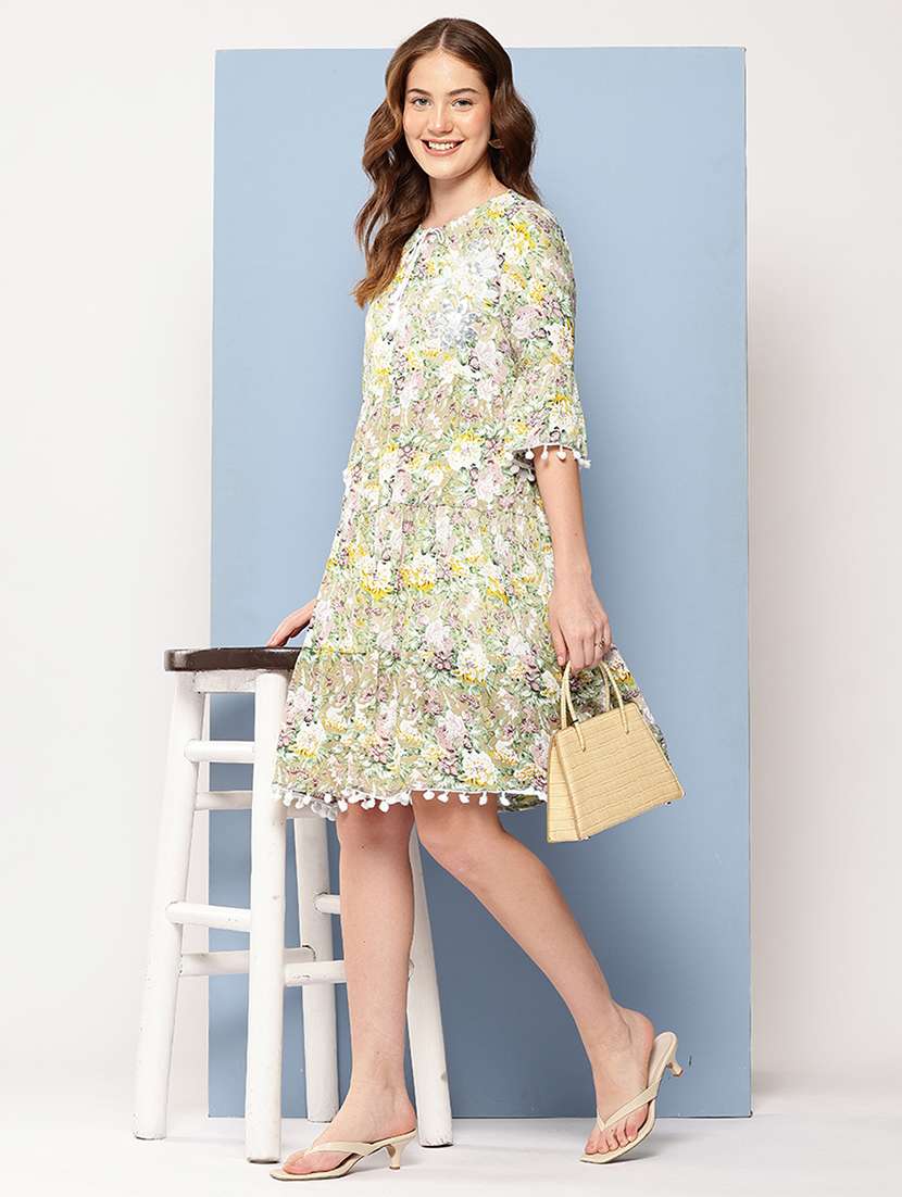 floral tiered polyester midi casual dress - 22012624 - Zoom Image - 0