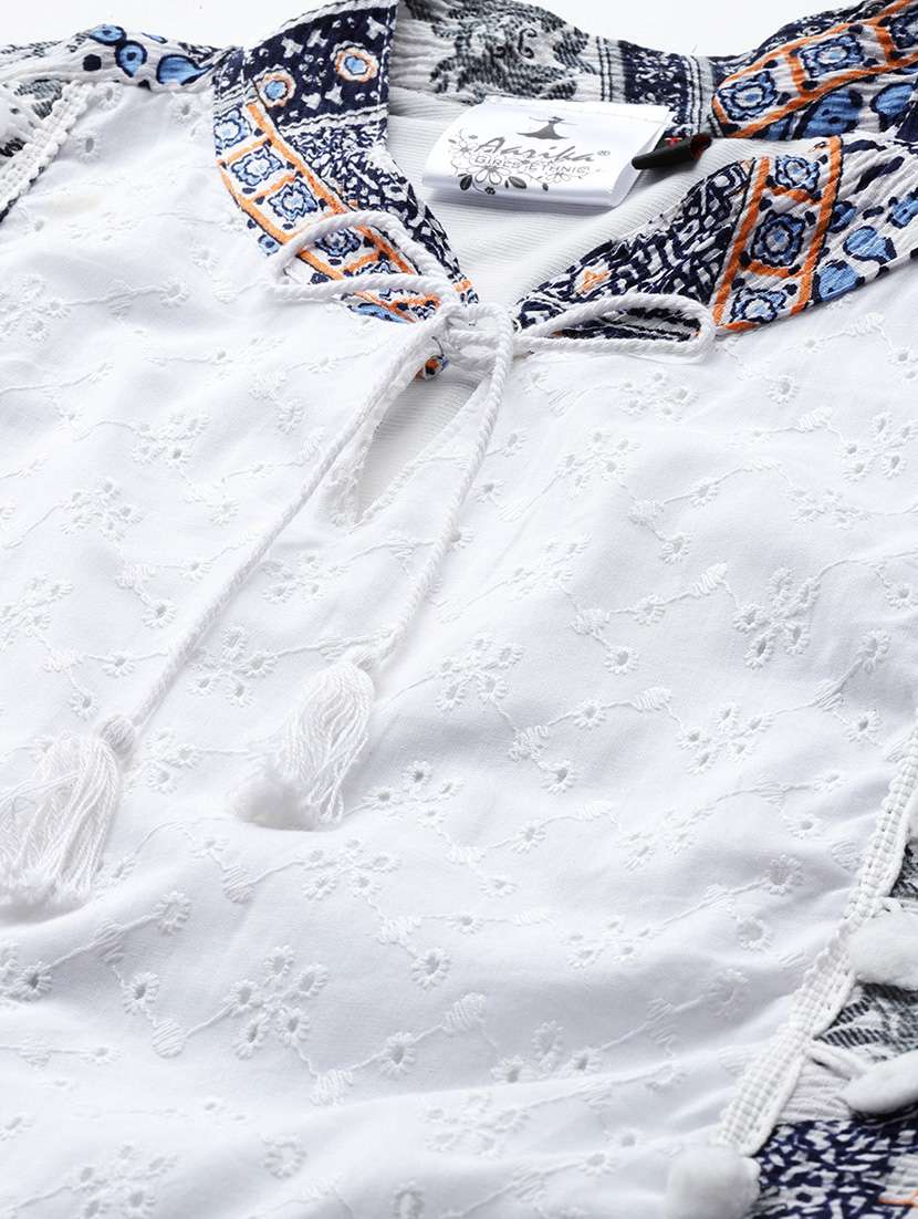 blue polyester fit & flare dress - 22012625 -  Standard Image - 4