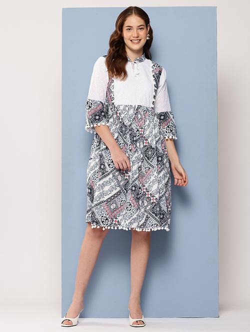women printed bell sleeve a-line dress - 22012627 -  Standard Image - 0
