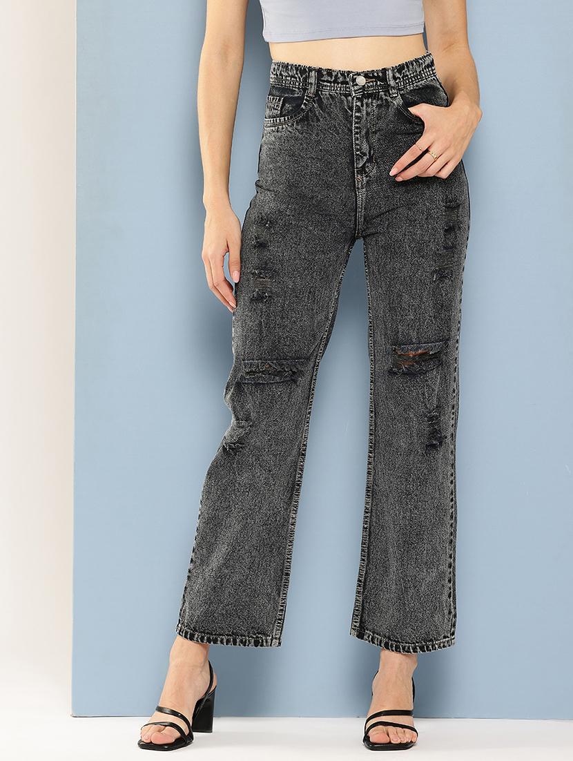 women distressed high rise straight fit jean - 22012650 -  Zoom Image - 0