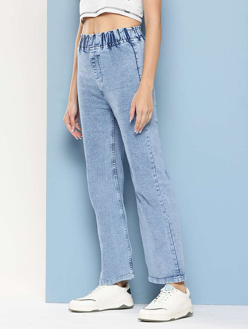 women solid mid rise bootcut jeans - 22012654 - Standard Image - 1