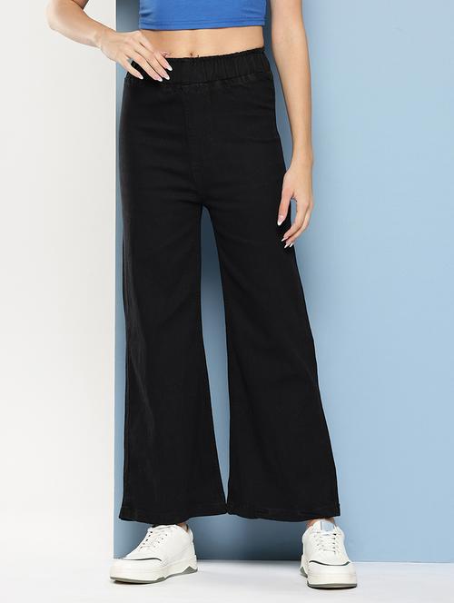 women solid mid rise bootcut jean - 22012655 - Standard Image - 0