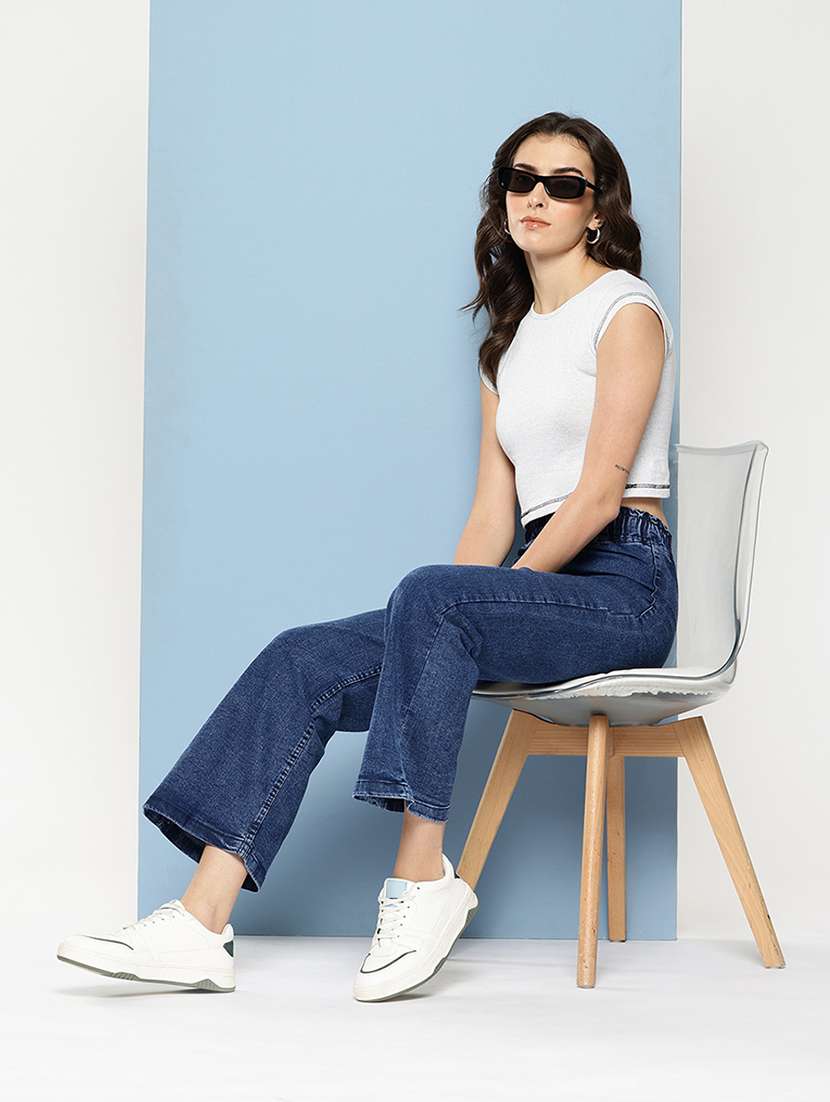 women solid mid rise bootcut jean - 22012656 -  Standard Image - 1