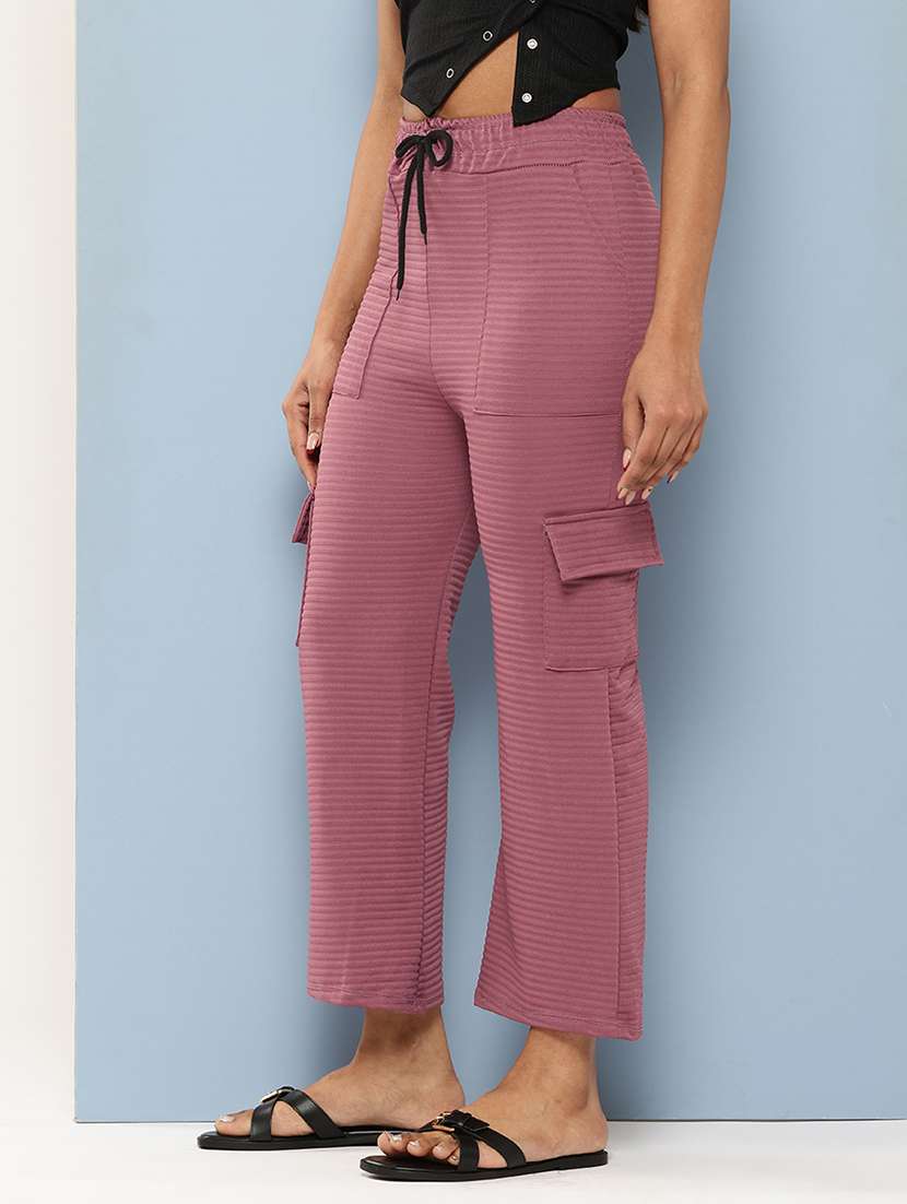 women solid mid rise relaxed fit cargo - 22012670 -  Standard Image - 1