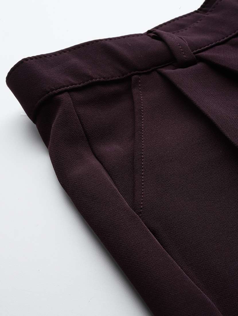 women solid mid rise straight trouser - 22012686 -  Standard Image - 4