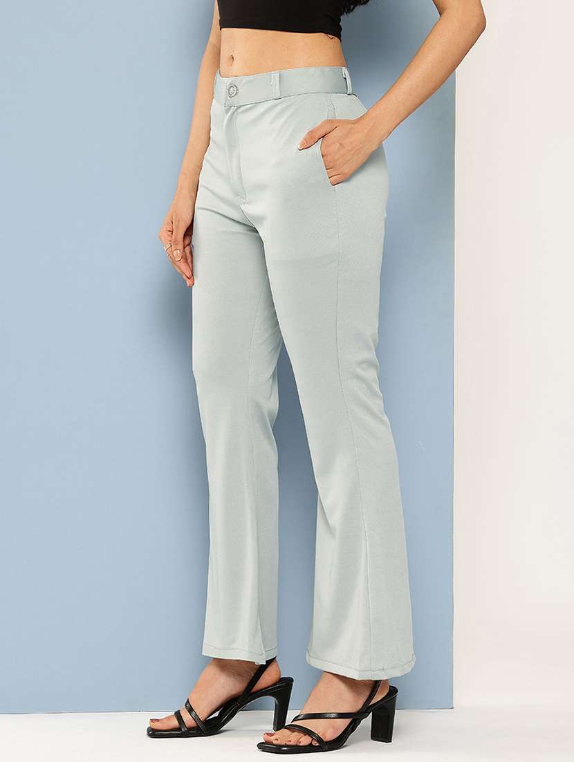 women solid mid rise bootcut trouser - 22012689 -  Standard Image - 1