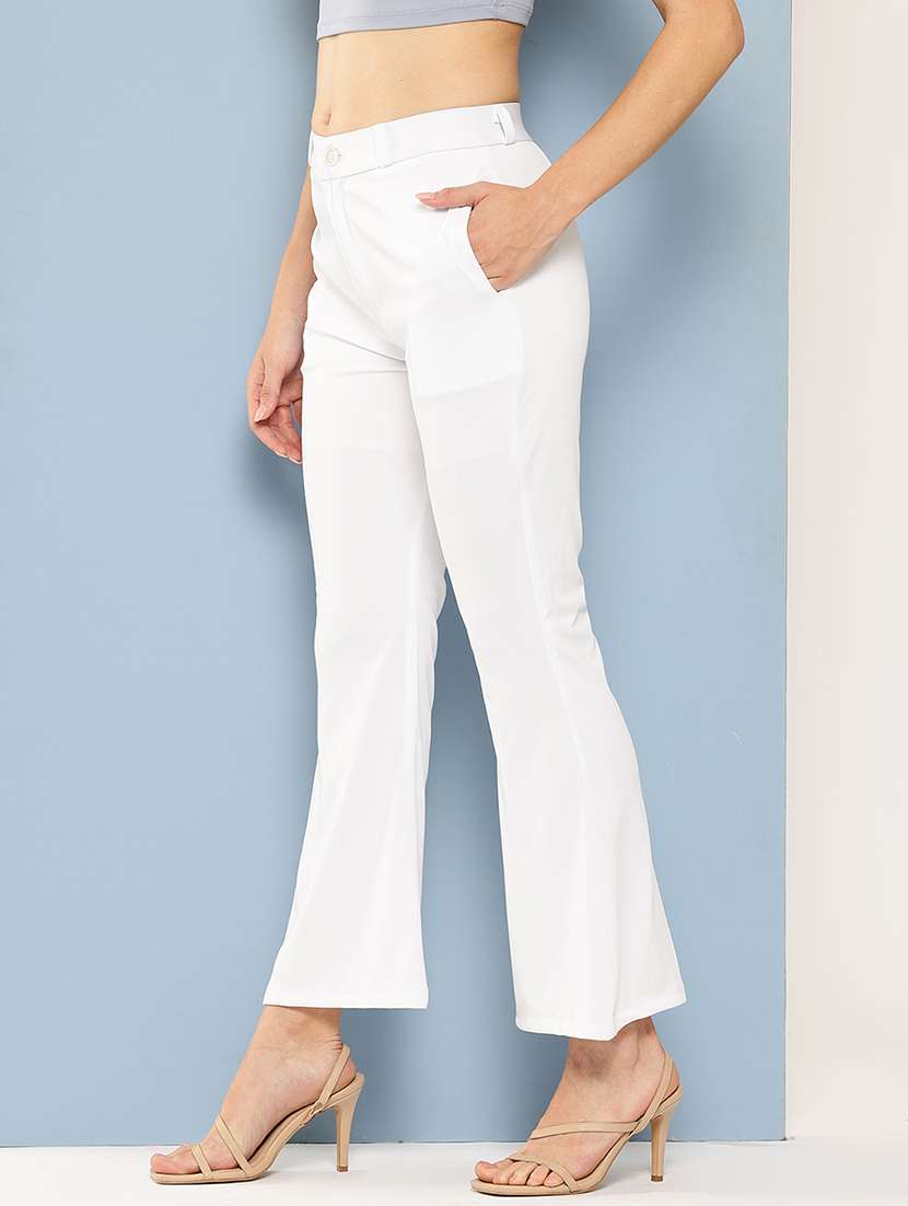 women solid mid rise bootcut trouser - 22012690 -  Standard Image - 1