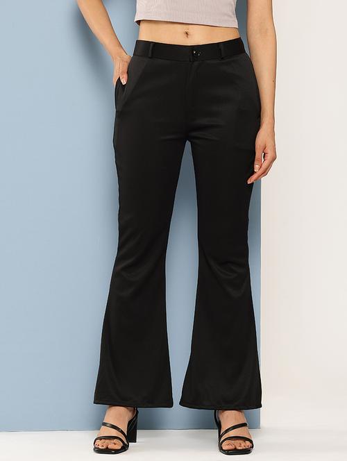 women solid mid rise bootcut trouser - 22012692 - Standard Image - 0