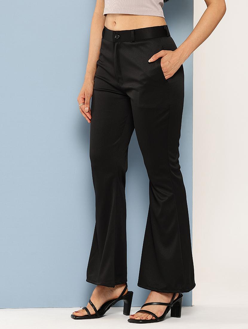 women solid mid rise bootcut trouser - 22012692 - Standard Image - 1