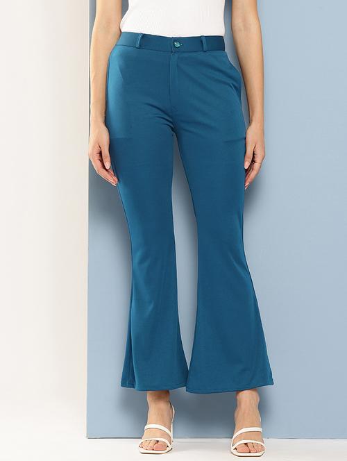 women solid mid rise bootcut trouser - 22012694 -  Standard Image - 0