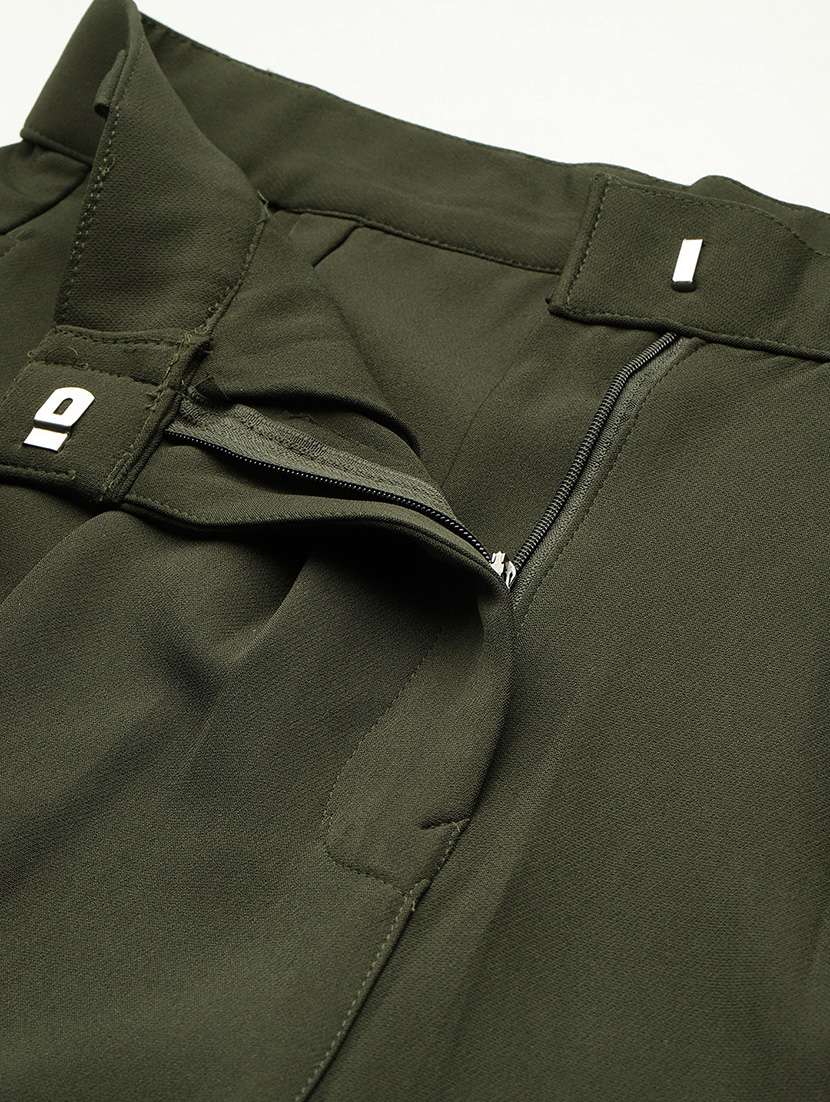 women solid high rise straight trouser - 22012704 -  Standard Image - 4