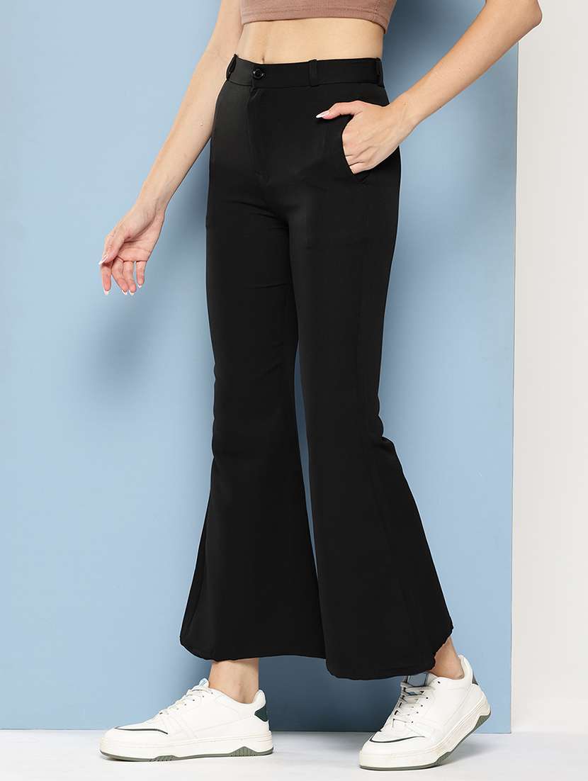 omen solid mid rise bootcut trouser - 22012707 -  Standard Image - 1