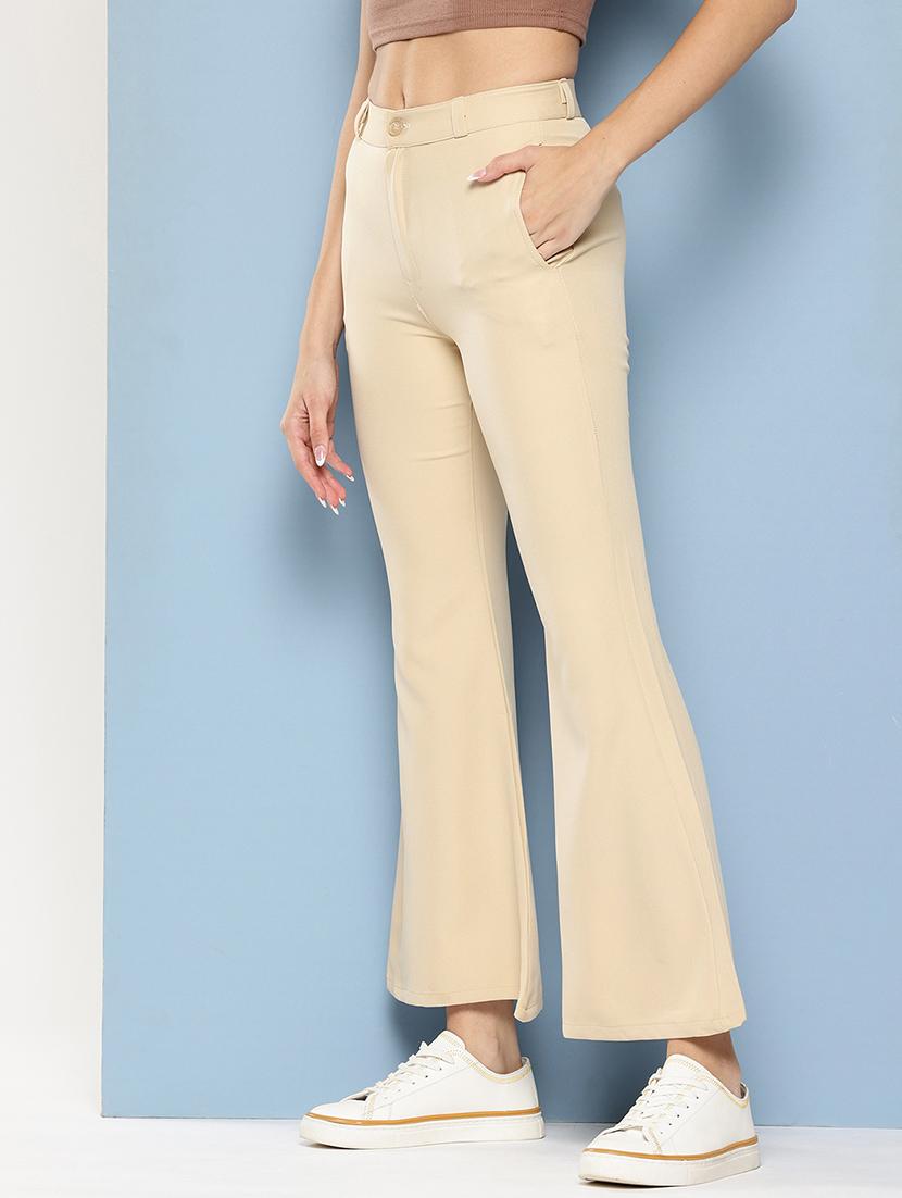 women solid mid rise bootcut trouser - 22012711 - Standard Image - 1
