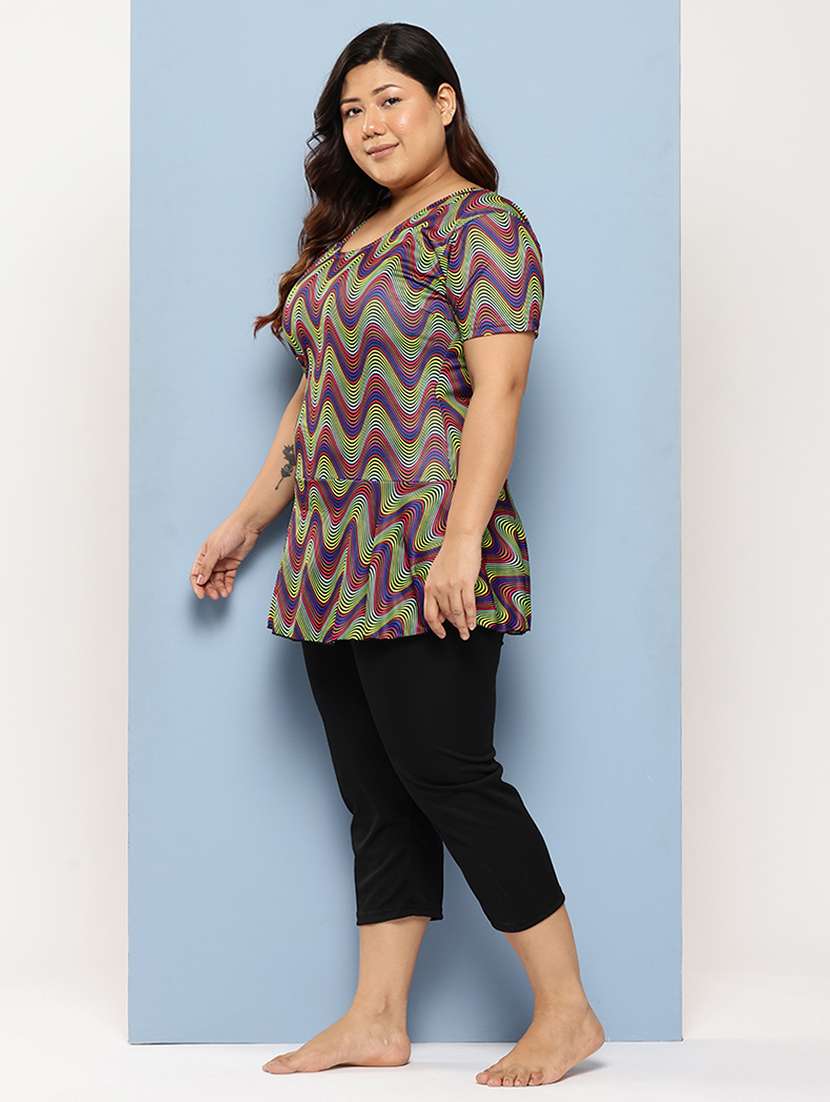 women printed round neck swimsuit - 22012728 - Standard Image - 1