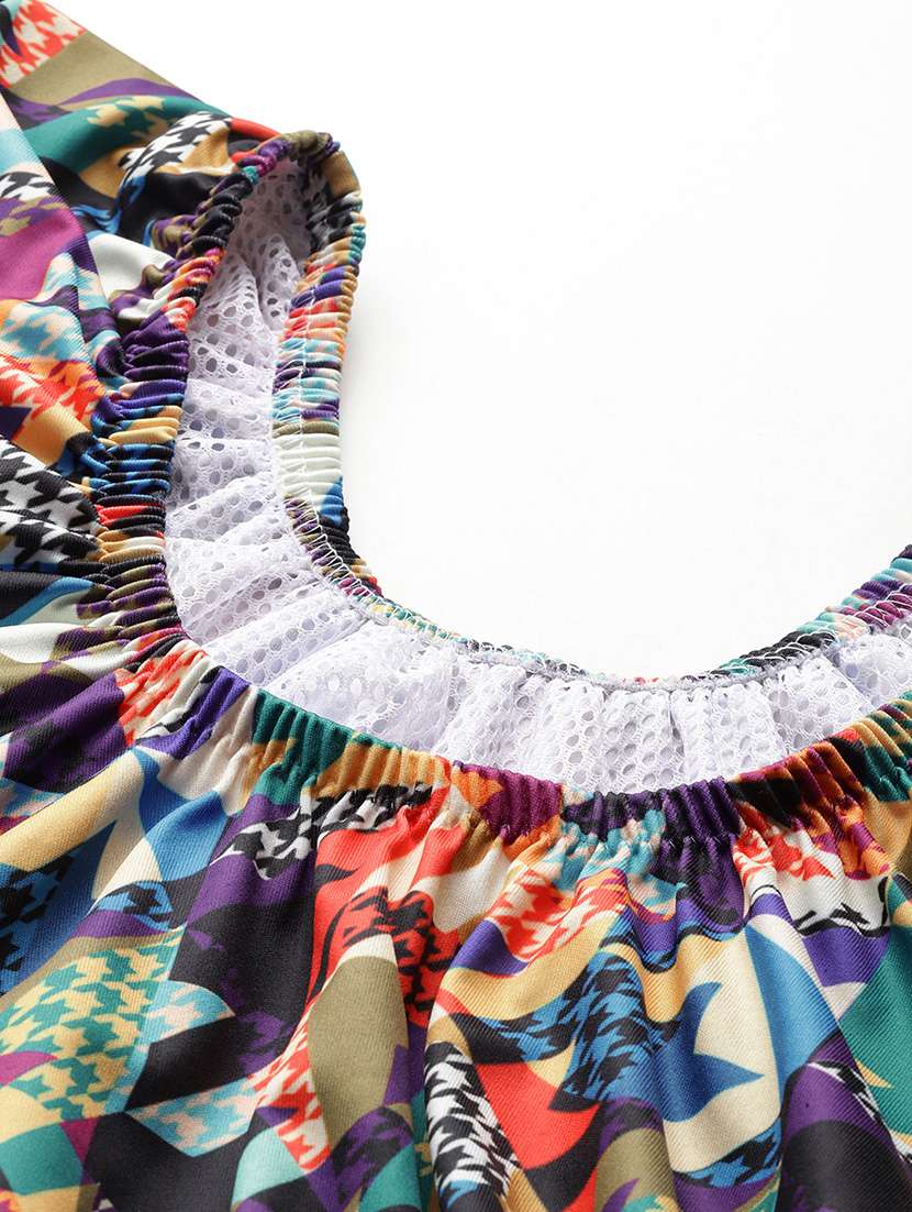 women plus size printed round neck swimsuit with goggles - 22012767 -  Standard Image - 4