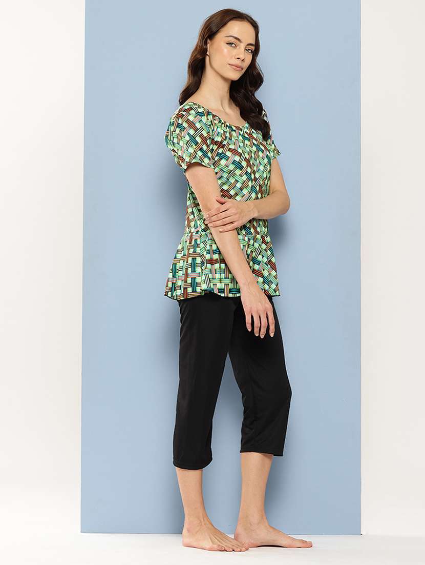 women checkered round neck swimsuit with cap - 22012775 -  Standard Image - 1