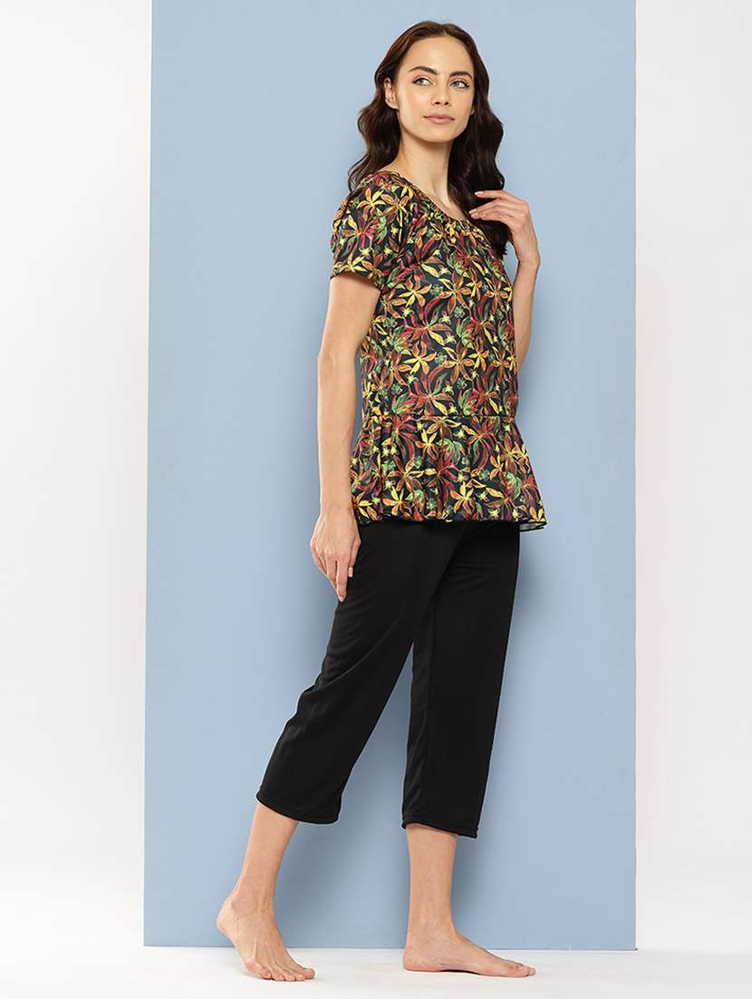 women floral printed round neck swimsuit with cap - 22012785 -  Standard Image - 1