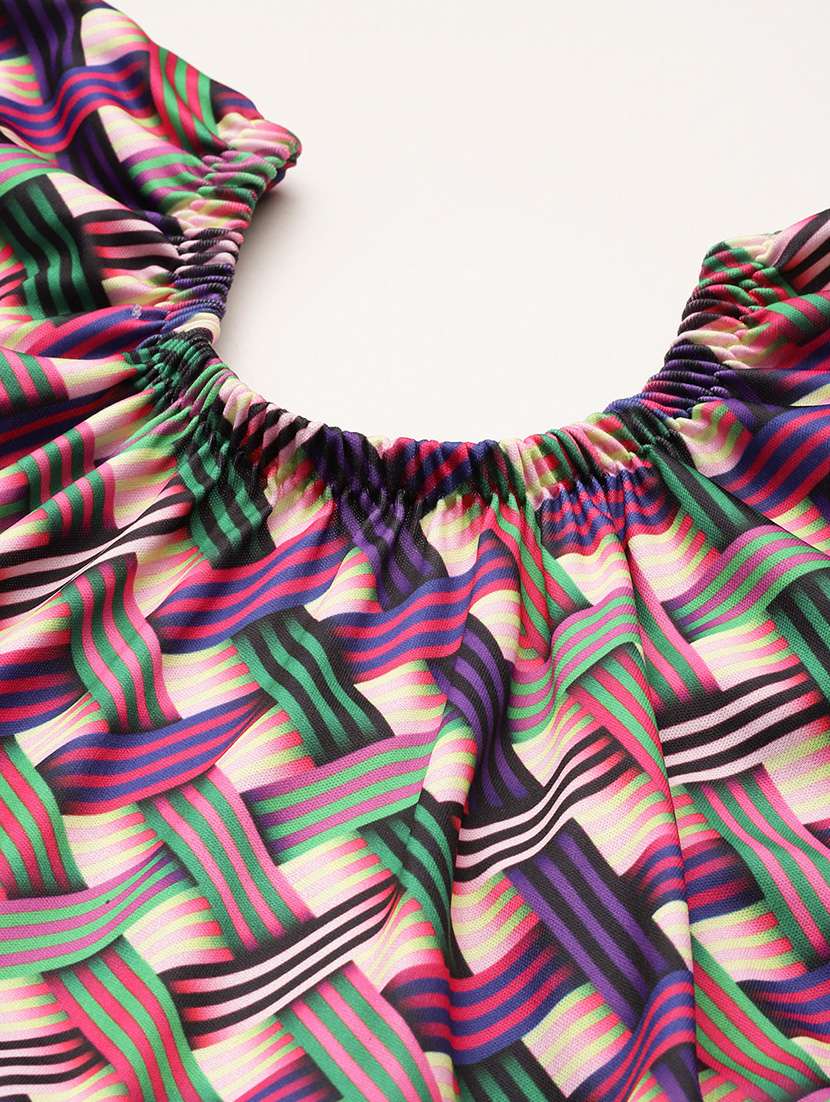 women checkered round neck swimsuit with cap - 22012787 -  Standard Image - 4