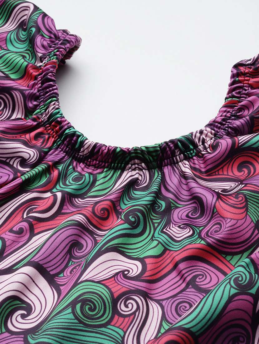 women printed round neck swimsuit with cap - 22012794 -  Standard Image - 4