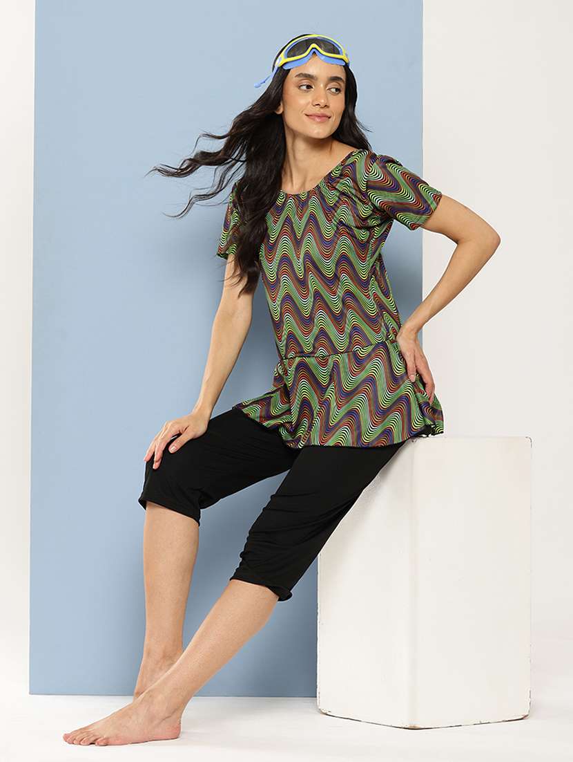 women printed round neck swimsuit - 22012822 - Standard Image - 1