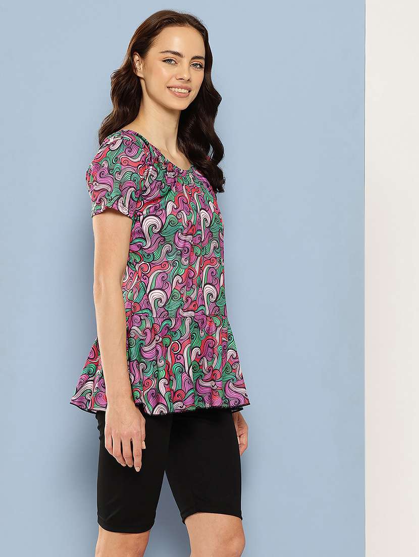 women printed round neck swimsuit - 22012827 -  Standard Image - 1