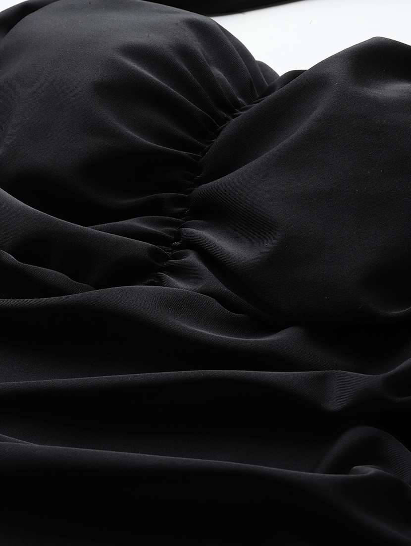 women black solid halter neck swimsuit - 22012832 -  Standard Image - 4