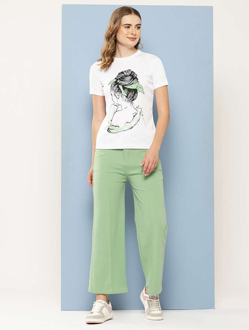 women white printed short sleeve regular top - 22012836 -  Standard Image - 1