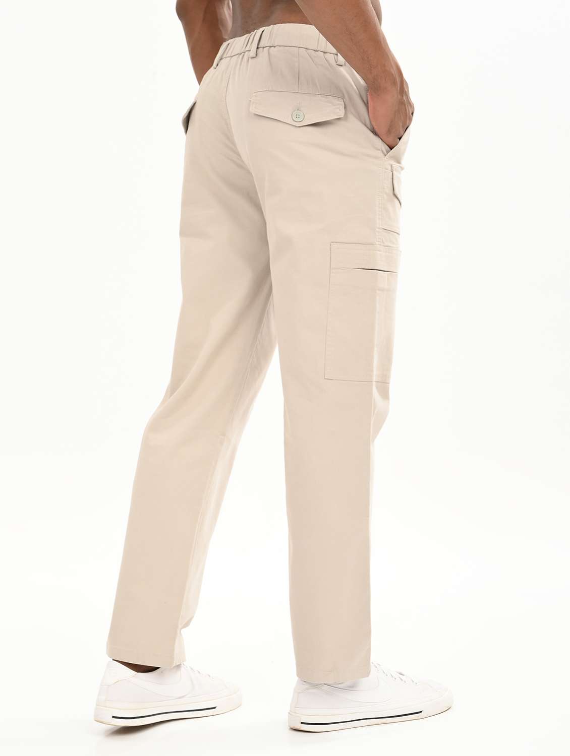 men solid mid rise relaxed fit cargo - 22012851 -  Standard Image - 1