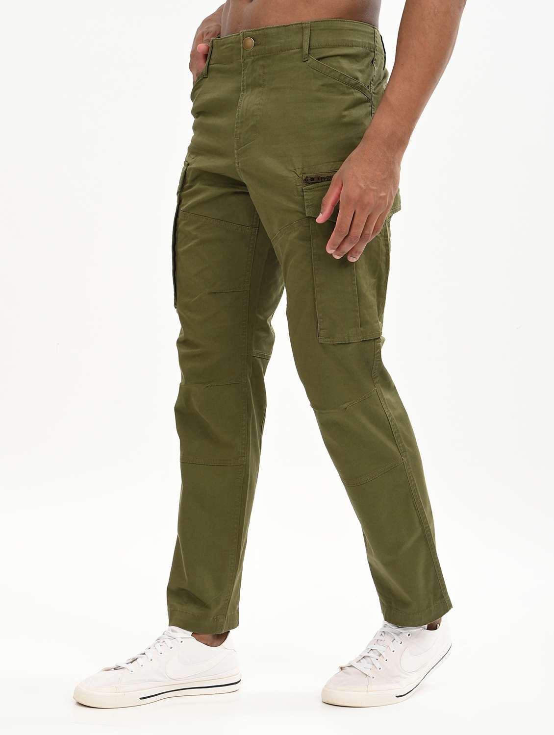 men solid mid rise relaxed fit cargo - 22012858 - Standard Image - 1